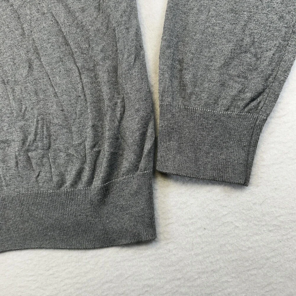 Banana Republic Sweater Mens Large Gray Silk Cotton Cashmere V Neck Pullover